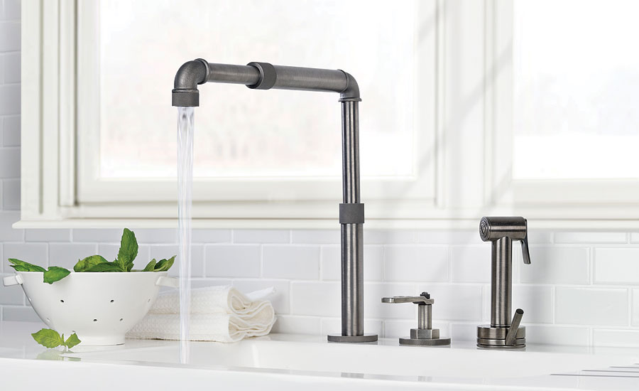 Watermark adjustable faucet spout; kitchen faucet, telescopic spout, Elan Vital, Watermark Designs