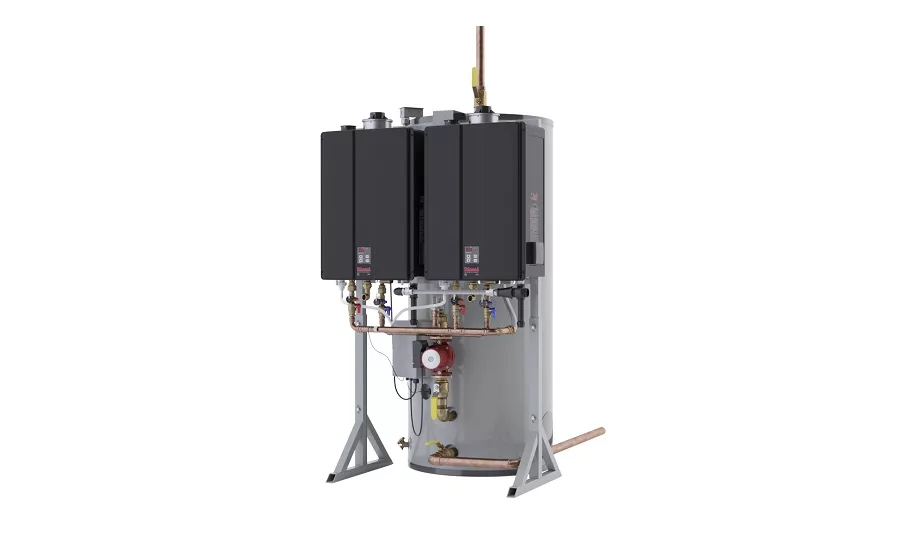 Hybrid commercial water heating system from Rinnai
