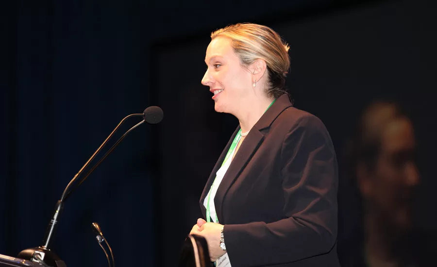 Laura Bigge receives the American Flag Award