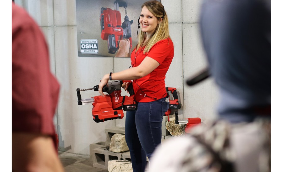 Product Manager Iris Horn demonstrates some of Milwaukee Tool