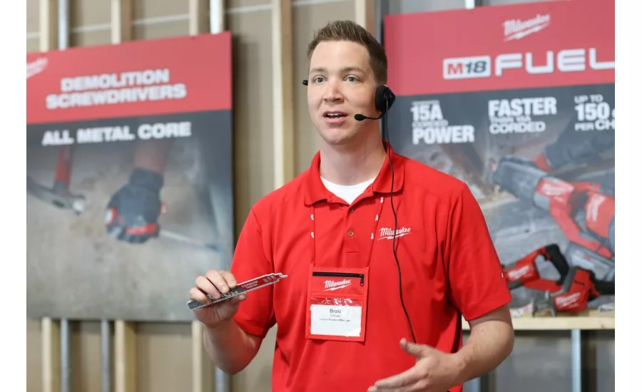 Senior Product Manager Brad Urban demonstrates the Torch blade with carbide teeth