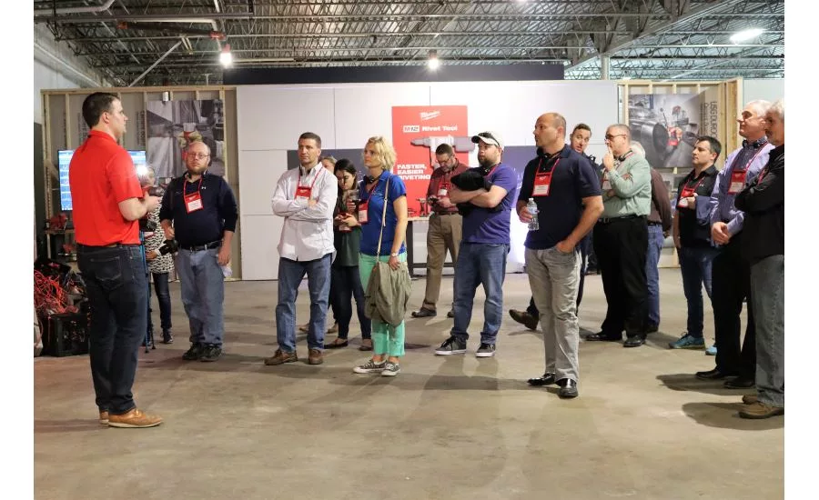 Contractors and members of the media attend Milwaukee Tool’s 2018 New Product Symposium May 2 in Milwaukee