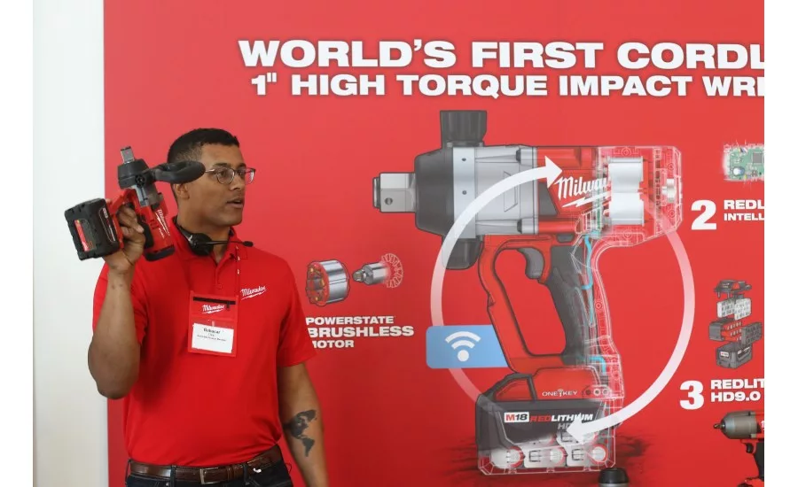 Associate Product Manager Babacar Diop demonstrates Milwaukee Tool