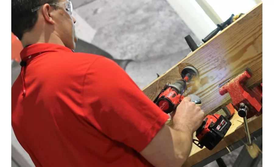 Senior Product Manager Eric Rusch demonstrates the M18 Fuel