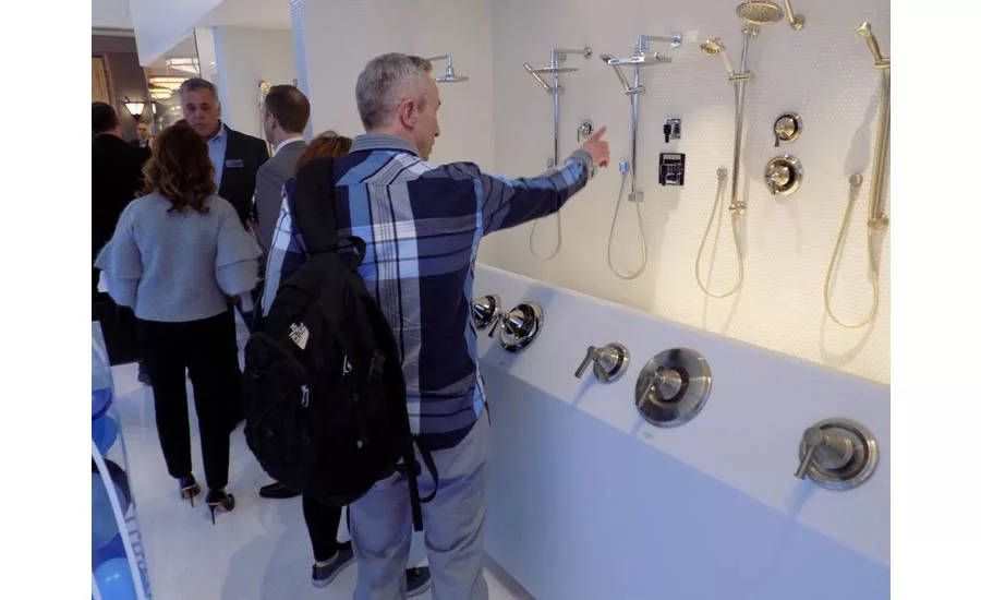 Moen also installed working options of all its available showerheads and handrails