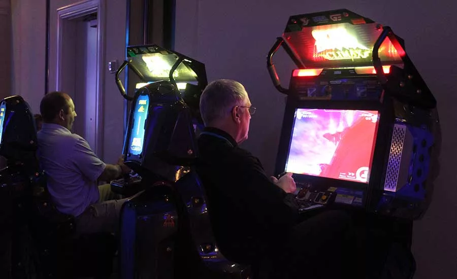 The closing celebration featured dual flight combat simulators