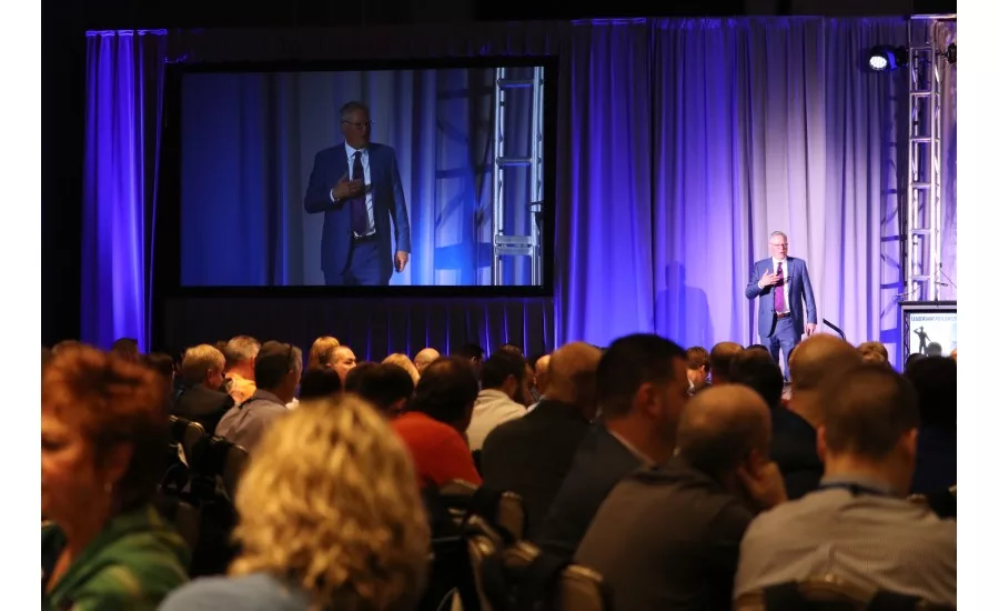 Nexstar Network CEO Jack Tester takes the stage to open the organization's 2017 Leadership Spotlight in Houston