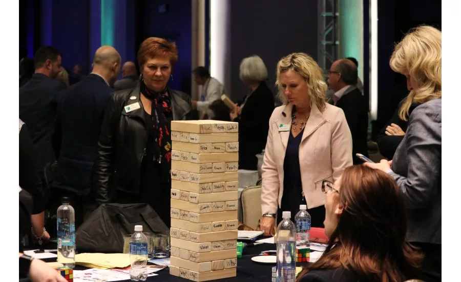 Attendees use wooden blocks to “build” their businesses from the ground up During Nexstar Network’s Leadership Spotlight 2017 closing session