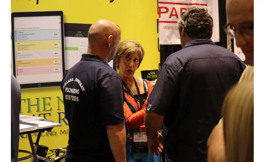 Attendees interact with vendors and other contractors during the Product Showcase at the 2017 Service World Expo in Las Vegas