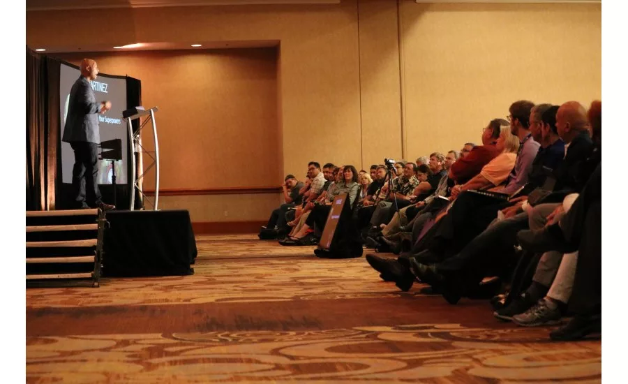 U.S. Army veteran and motivational speaker JR Martinez speaks to attendees