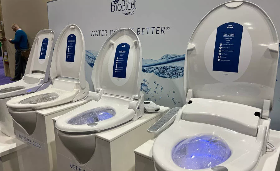 Bemis showcased a variety of bidet toilet seats as well as the Sanctuary ceramic bidet toilet.