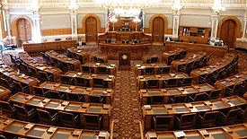The interior of a government building. 