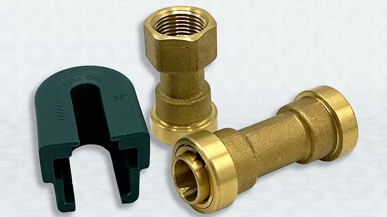 A picture of QuickFitting's new HVAC fitting. 