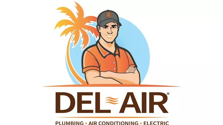 The new logo for Del-Air Plumbing, Air Conditioning and Electric