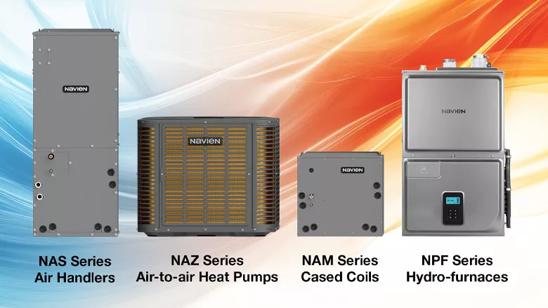 The full lineup of Navien's HVAC products. 