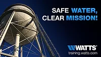 An infographic with a water tower that reads, "Safe water, clear mission!" 