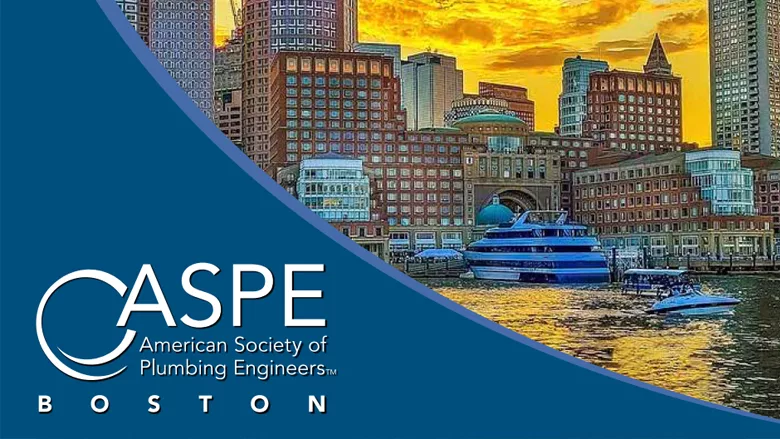 A graphic with the ASPE logo over a city. 