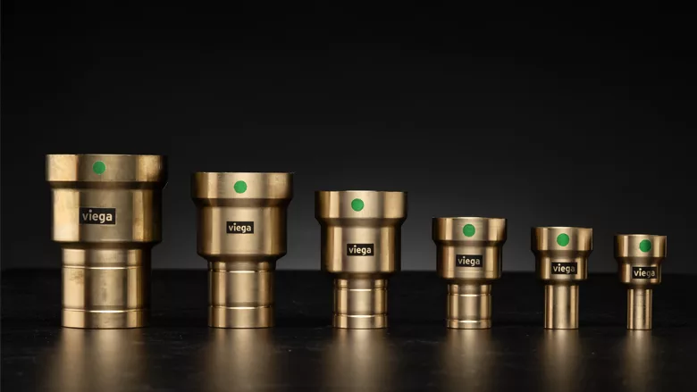 The Viega MegaPress transition couplings. 