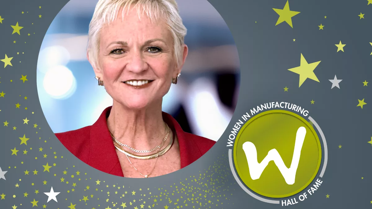 Cheryl Merchant, along with the logo for the WiM Hall of Fame.