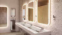 A clean, sleek bathroom featuring Elvari products. 