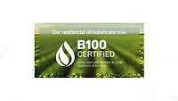 Weil-McLain Introduces B100 Compatibility for Residential Oil Boilers An infographic with a picture of a field, stating that Weil-McLain's boilers are now B100 certified.