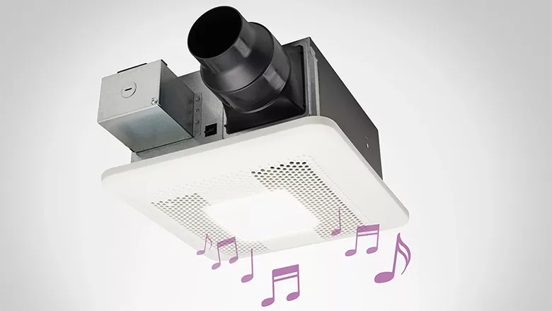 The Panasonic WhisperFit DC exhaust fan with Bluetooth speakers