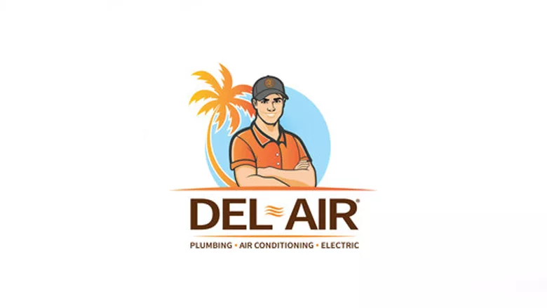 The logo for Del-Air Plumbing, Air Conditioning & Electric.  