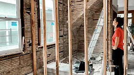 A woman working on a home project. 