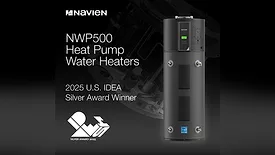 An infographic of Navien's NWP500 Heat Pump Water Heater. 