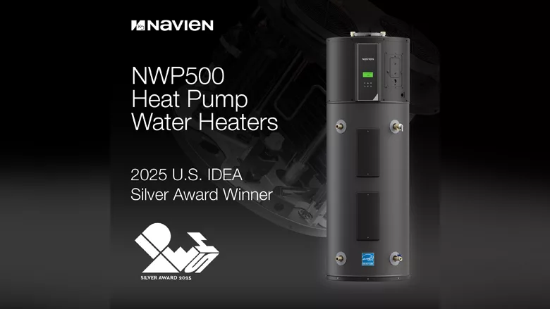 An infographic of Navien's NWP500 Heat Pump Water Heater. 
