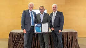 Left: David Hoey, CEO, WorldSkills International, Center: Troy Benavidez, Right: Francis Hourant, President and Chair of the Board, WorldSkills International