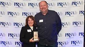 Rosemarie Ascherl and Matt Sonnhalter accepting the PRSA Rocks Award. 