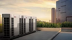 The LG Multi V heat recovery heat pump variable refrigerant flow solution on a commercial building. 