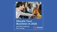 An infographic that states, "Elevate your business. Join PHCC Visionary Peer Groups." 
