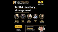 An infographic showing the hosts of the "Tariff & Inventory Management" webinar.