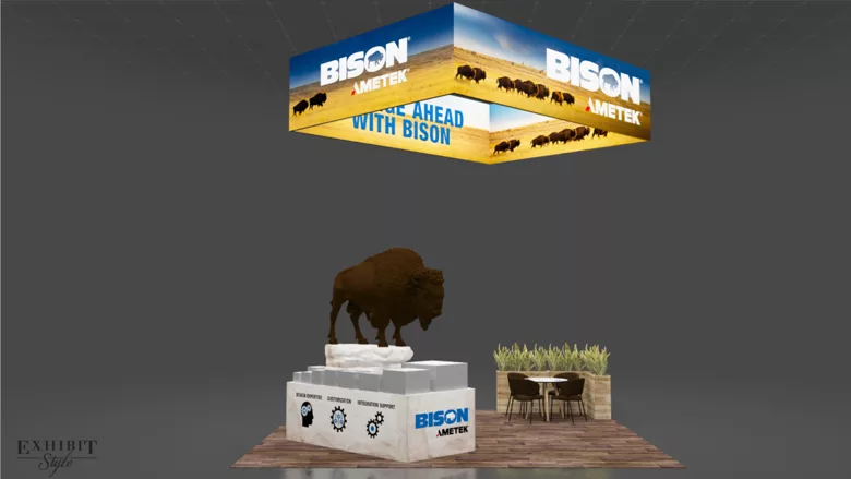 A mockup of Bison's booth design. 