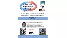 The flyer for the Air to Water Heat Pump Summit 2026