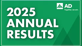 A graphic that reads, "2025 Annual Results" with the AD logo.