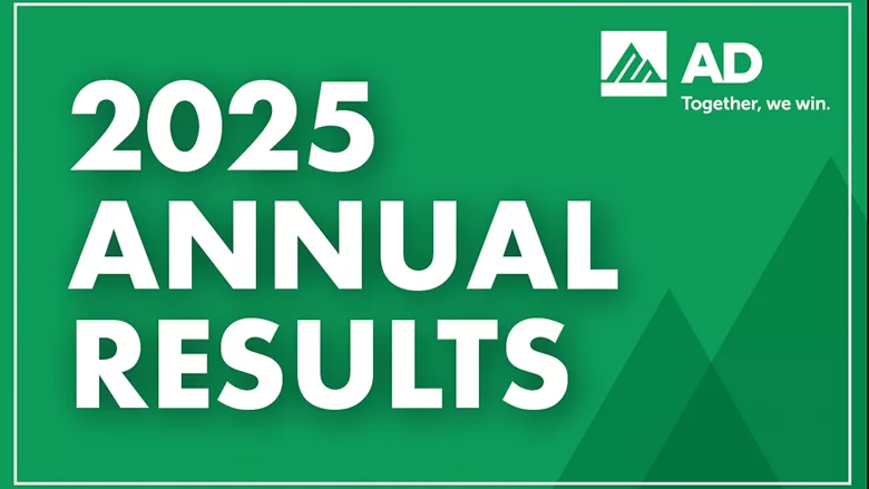 A graphic that reads, "2025 Annual Results" with the AD logo.