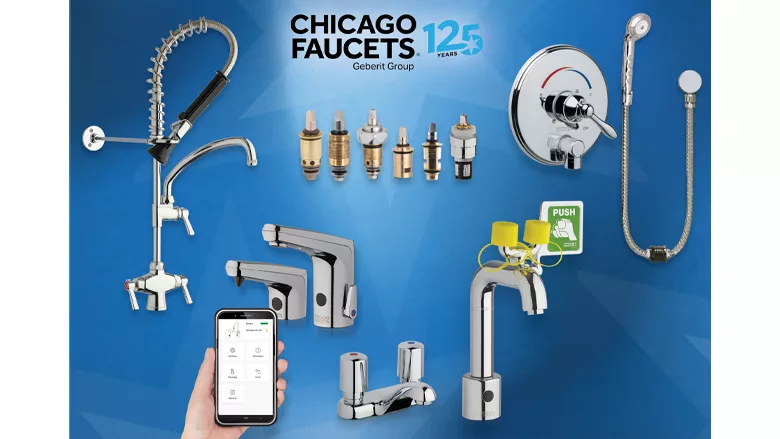 Several products from Chicago Faucets. 