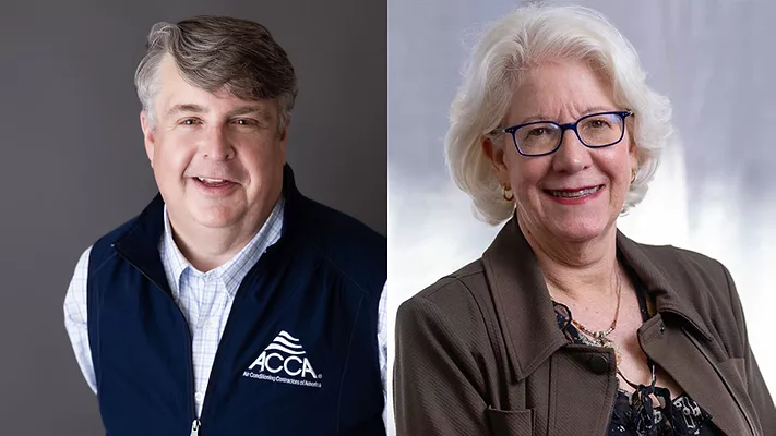 Barton James, President and CEO of Air Conditioning Contractors of America, and Cindy Sheridan, CEO of Plumbing-Heating-Cooling-Contractors Association