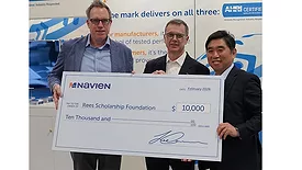 The check being presented with CEO TH Kim and COO Darren Sheehan.