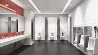 A commercial bathroom featuring Sloan products.