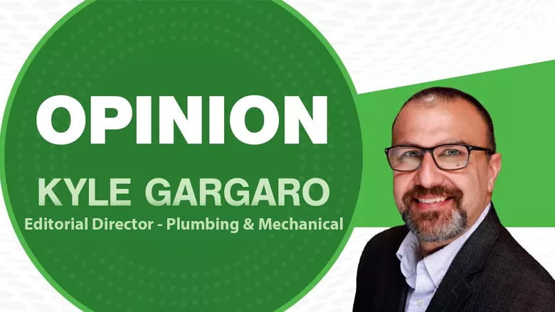 A logo featuring Kyle Gargaro, editorial director for Plumbing & Mechanical.