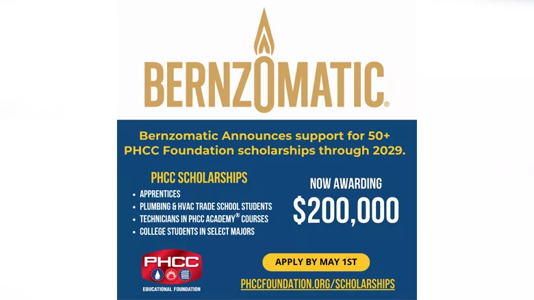Infographic with information about Bernzomatic and PHCC.