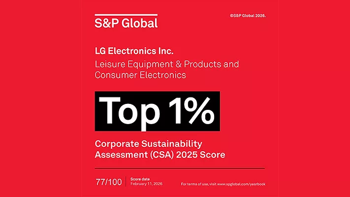 LG Electronics Earns "Top 1%" Sustainability Ranking from S&P Global for Third Year in a Row