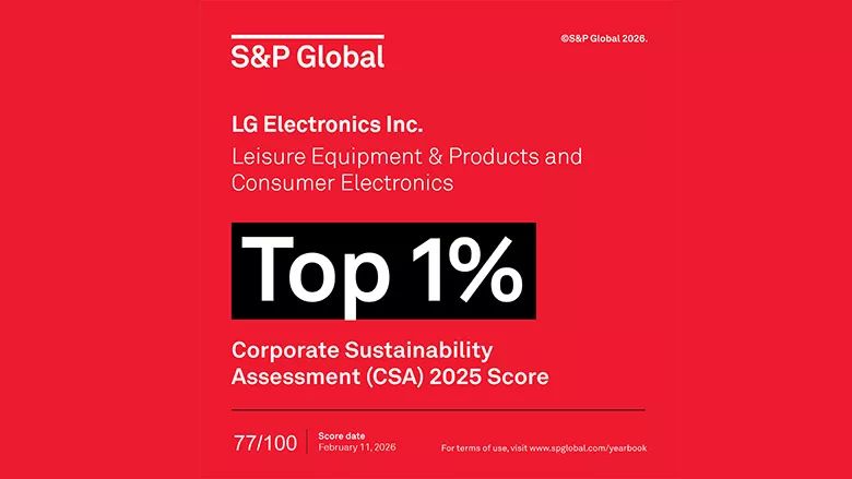 LG Electronics Earns "Top 1%" Sustainability Ranking from S&P Global for Third Year in a Row