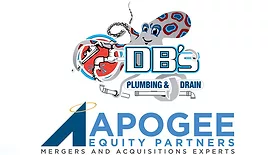 The logos for Apogee Equity Partners and DB’s Plumbing and Drain.
