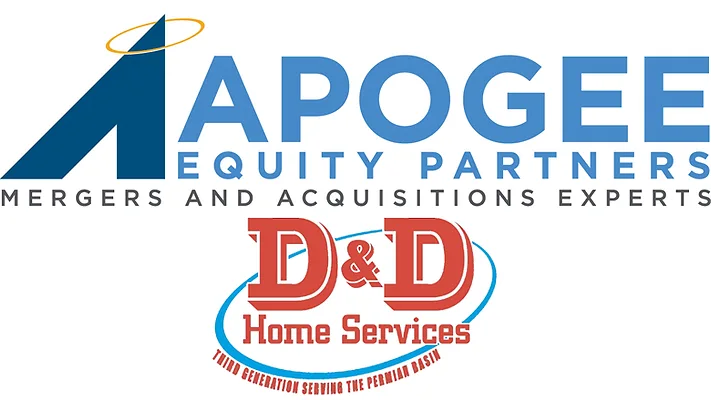 Apogee Equity Partners Announces Sale of Midland, Texas HVAC and Plumbing Company The Apogee Equity Partners and D&D Home Services logos.