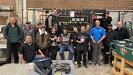 Attendees of Red Rocks Community College posing with the donation from NIBCO and Webstone.